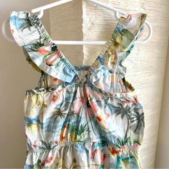 NEXT - Girls Tropical Floral Playsuit - Size 4 - Ruffle Detail - 100% Cotton - Picture 4 of 6